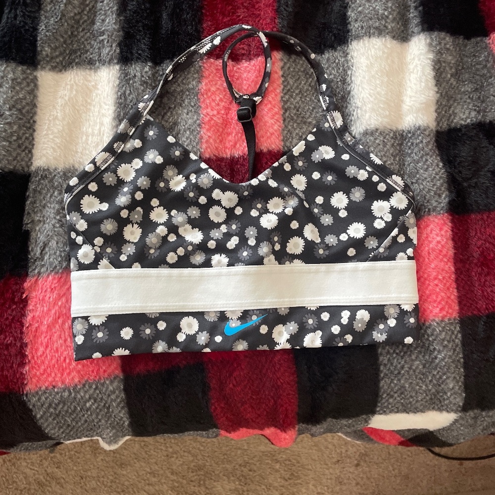 Black and White Floral Nike Sports bra
